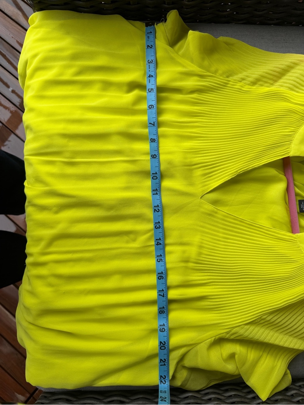 Halogen Bright Yellow Pleated V-Neck Short Sleeve Blouse - Picture 5 of 10